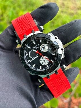 TISSOT T-Race Chronograph Steel Black Dial 43mm Red Band Т1154172705100